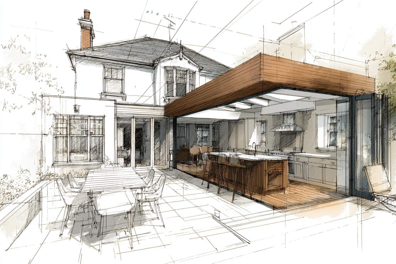 Architectural Drawing of a Kitchen extension