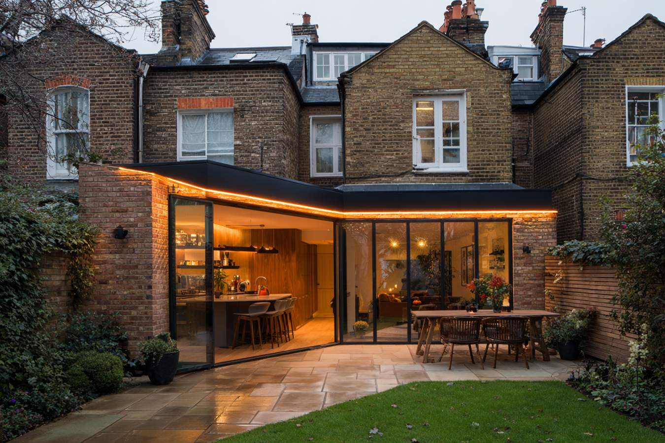 rear house extension with glazing
