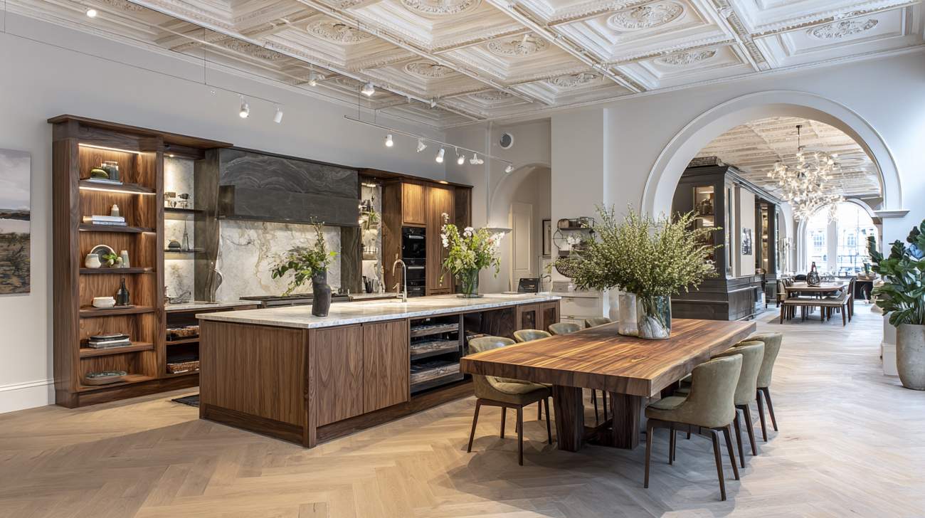 large wooden kitchen furniture store