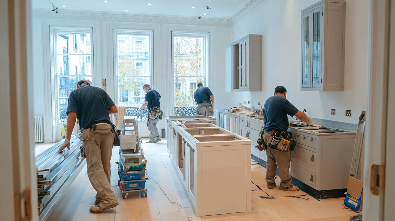 4 men in a kitchen working